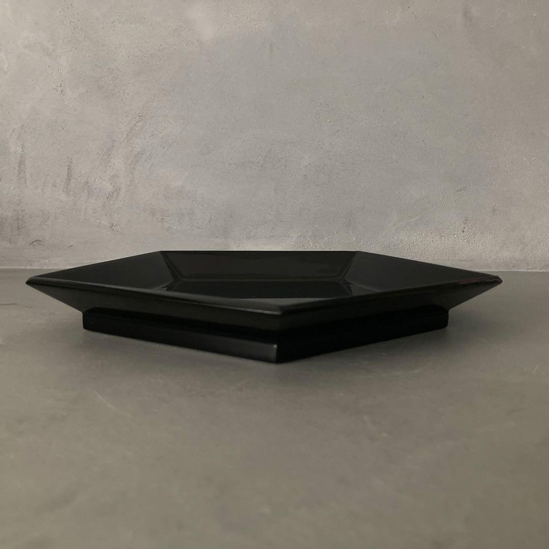 【未使用】茶道具 茶入盆 五角盆 黒真塗 漆器