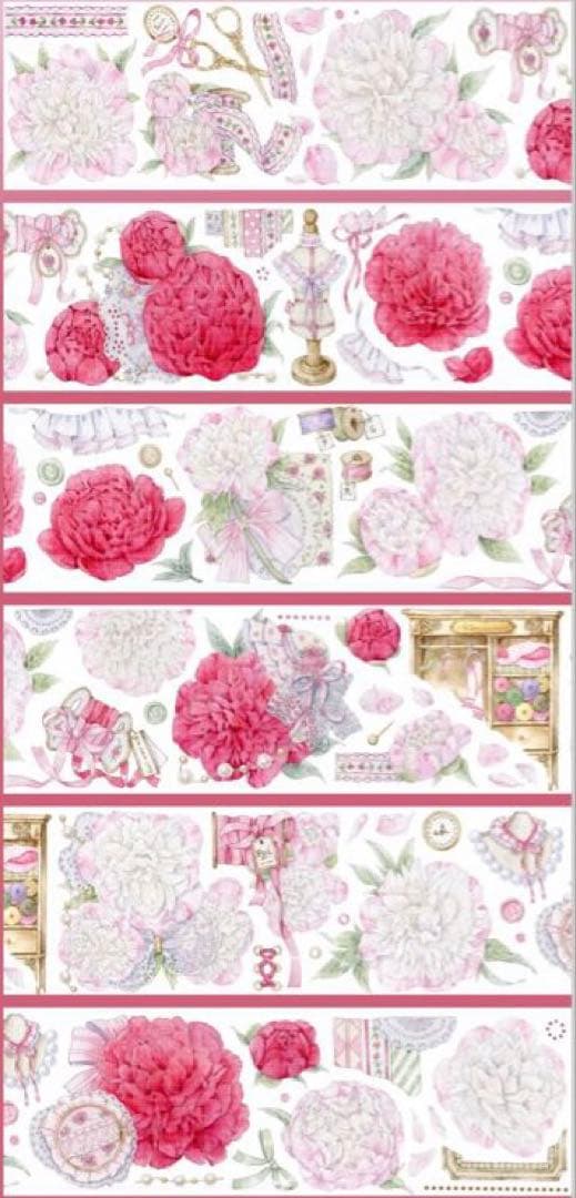贝壳光 6cm×10m 芬芳织语 海外マスキングテープ　海外マステ　花