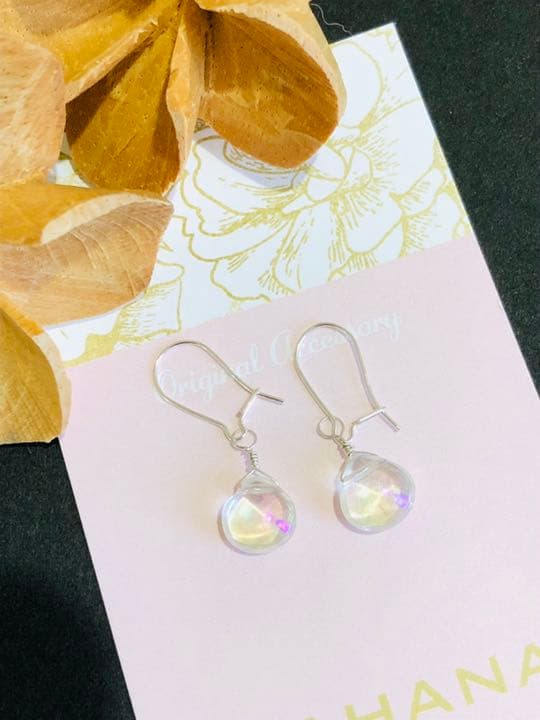 ✩.*˚レイチェル♡再販 クリスタルアクアオーラマロン 1粒ピアス イヤリング