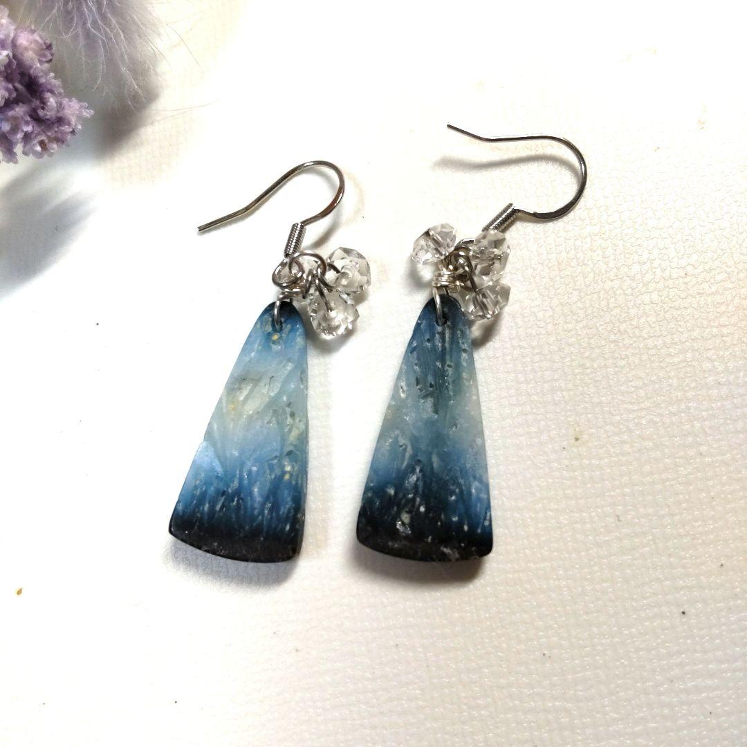 ブルーアイス、ハーキマーダイヤモンドピアス