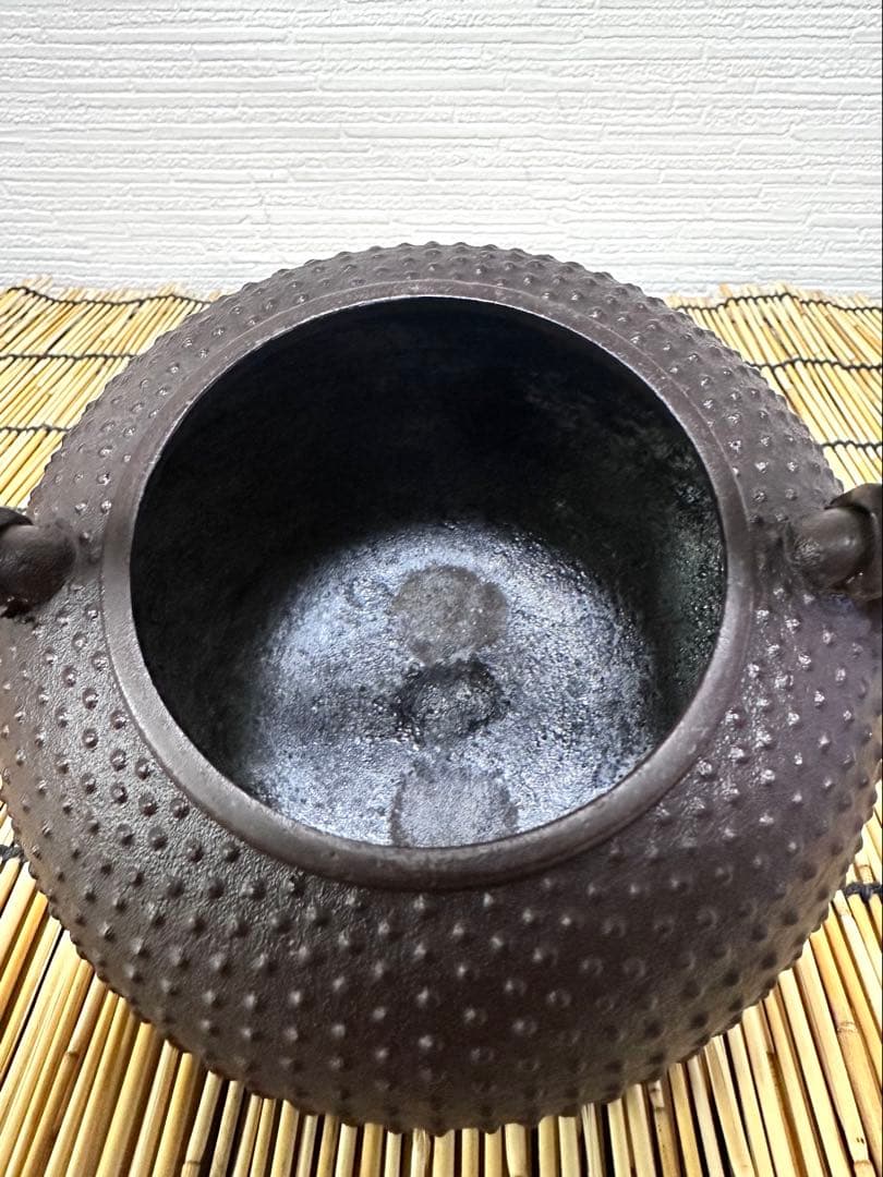 未使用品　敬典工房正寿堂山正　人間国宝髙橋敬典作　斑紫蓋　南部鉄瓶　南部鉄器