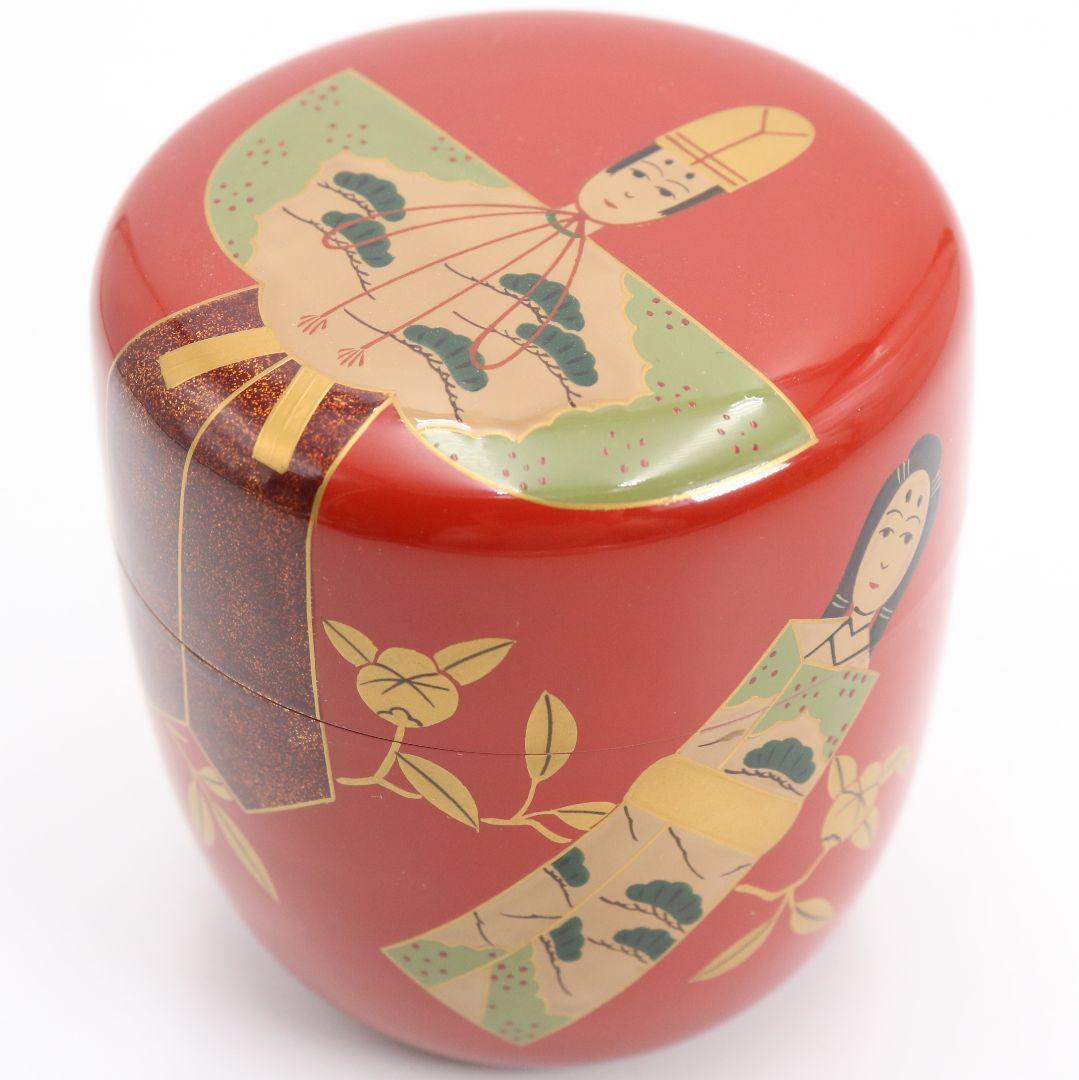 中村宗悦作 立雛蒔絵 中棗 節句 茶道具 共箱共布　V1044