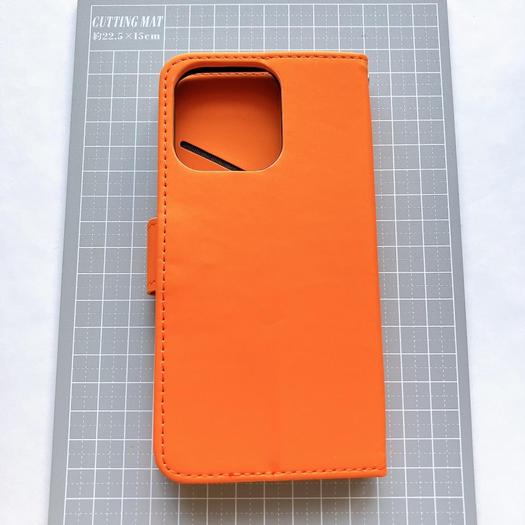 ✨ iPhone 14 Pro ケース 手帳型 カエル　マグネット オレンジ