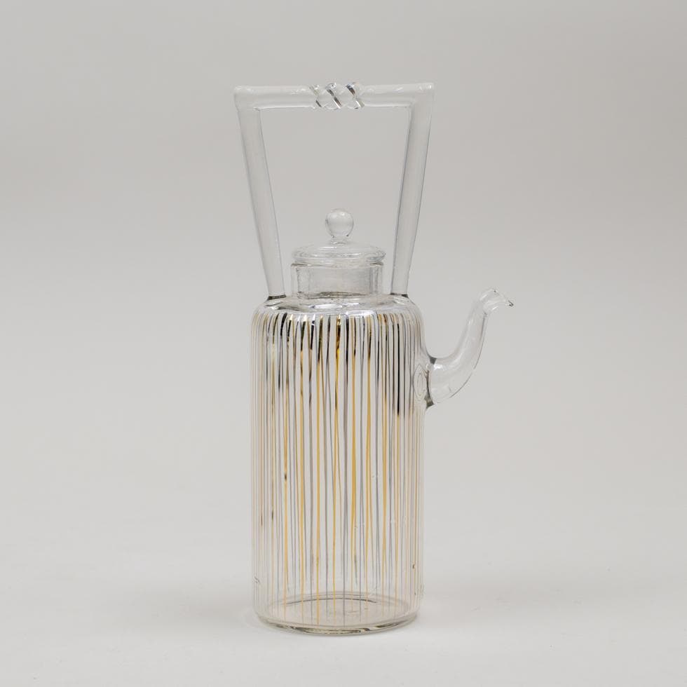 江戸硝子 金銀十草文 高提手チロリ＆盃セット／酒器 廣田硝子