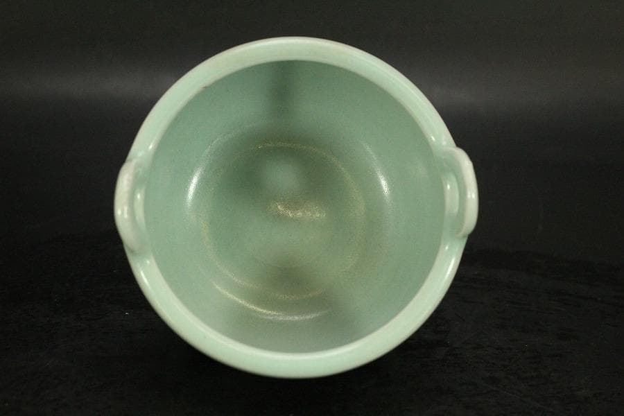 中国美術 青釉 三足 香炉 高10.5cm(LC314)