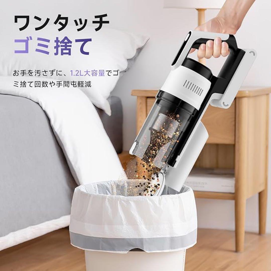 掃除機 コードレス 強力吸引 自立式 連続稼働 軽量 視感グリーンLED 充電式