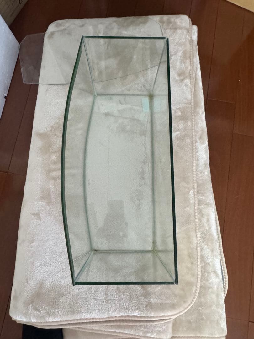 USED曲面ガラス 水槽 45cm お洒落 新品未使用の水作のフィルター付き