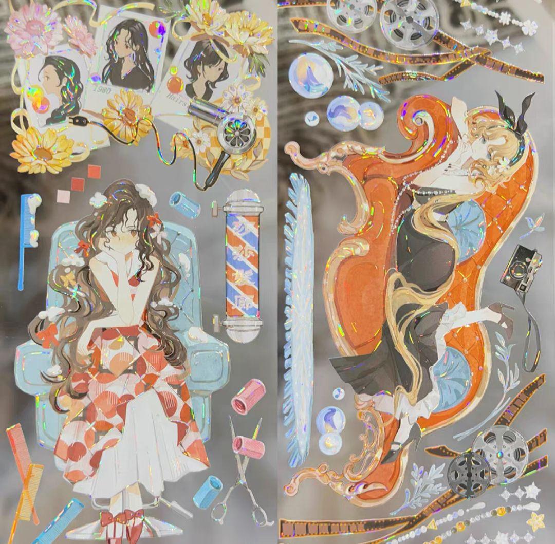 切売 908★ 海外 マスキングテープ マステ PET 装飾 花 人物 贝壳光