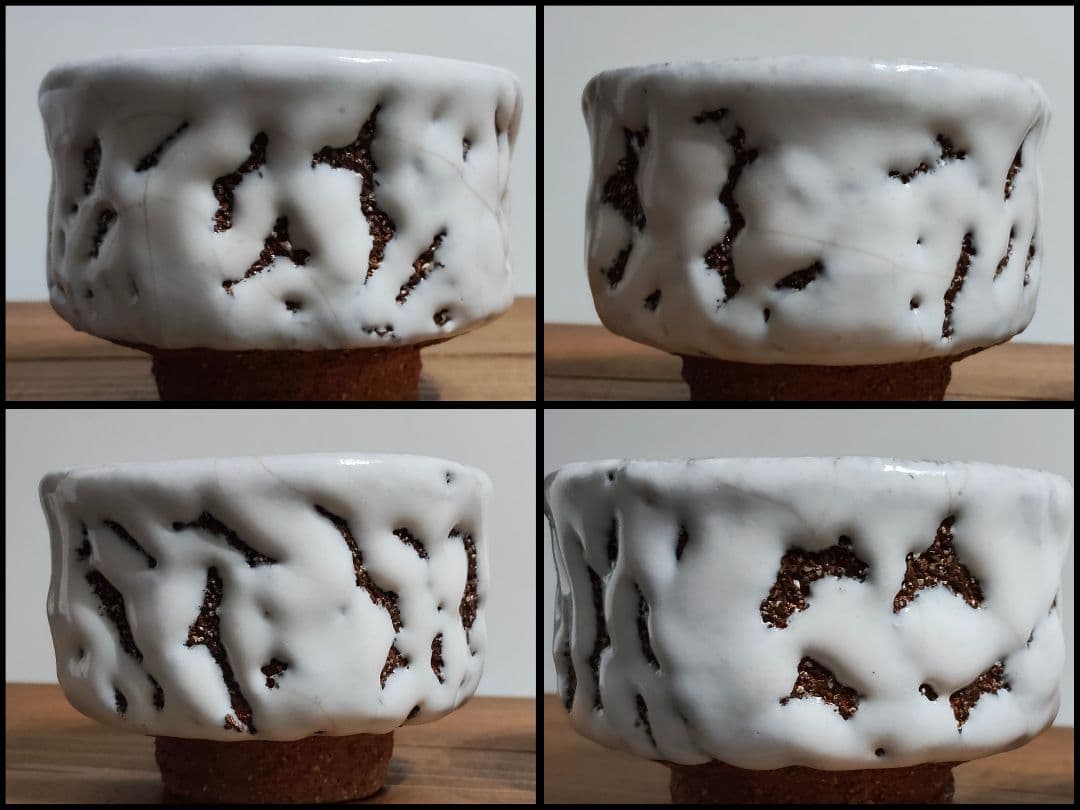 萩焼 山根清玩 鬼萩 抹茶碗 陶器 作家物 5個セット 茶道具 茶器 煎茶 白釉