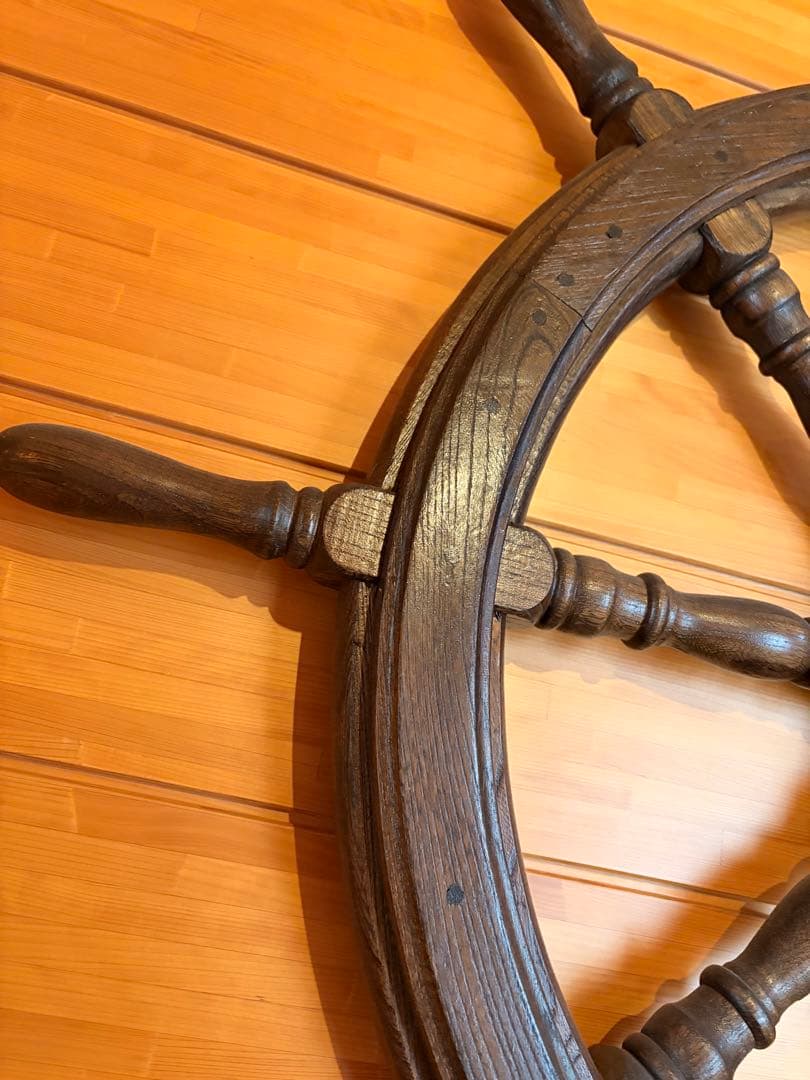 木製アンティーク風舵輪 直径約90cm