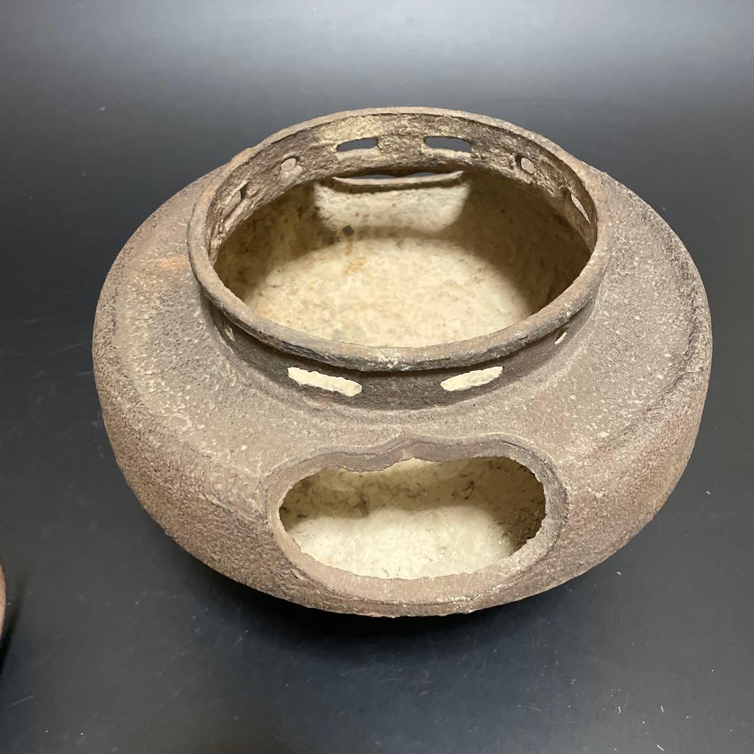 時代物　鉄風炉茶釜セット　銅蓋