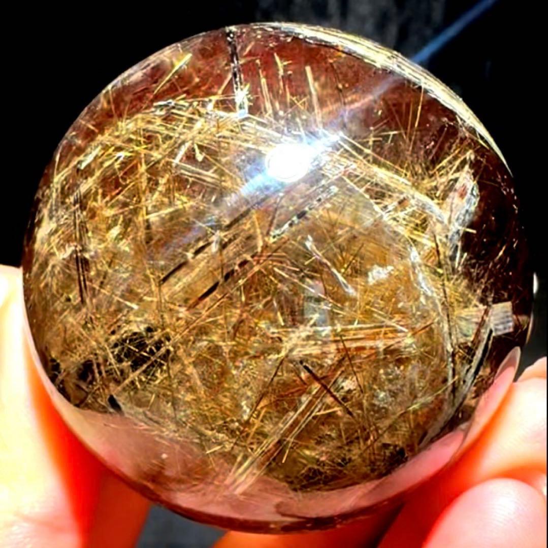 超絶綺麗✨52mm ゴールドルチルクォーツ　丸玉　スフィア　金針水晶