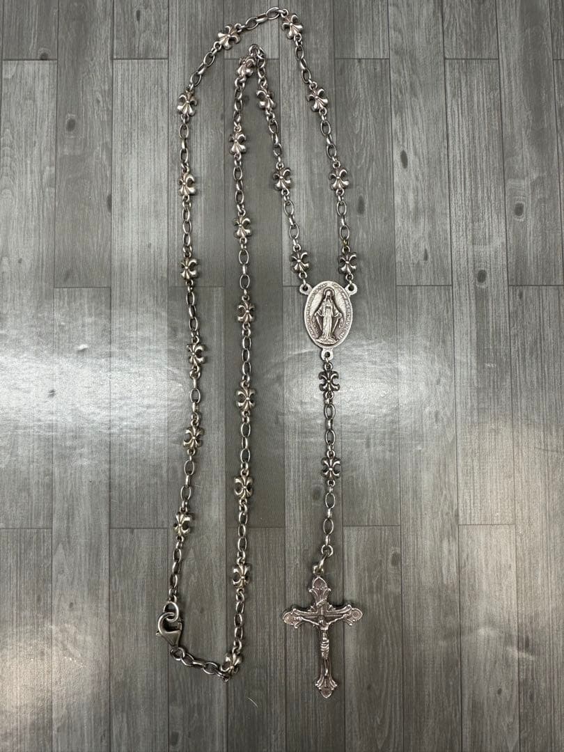 シルバー925 ロザリオネックレス 十字架付き