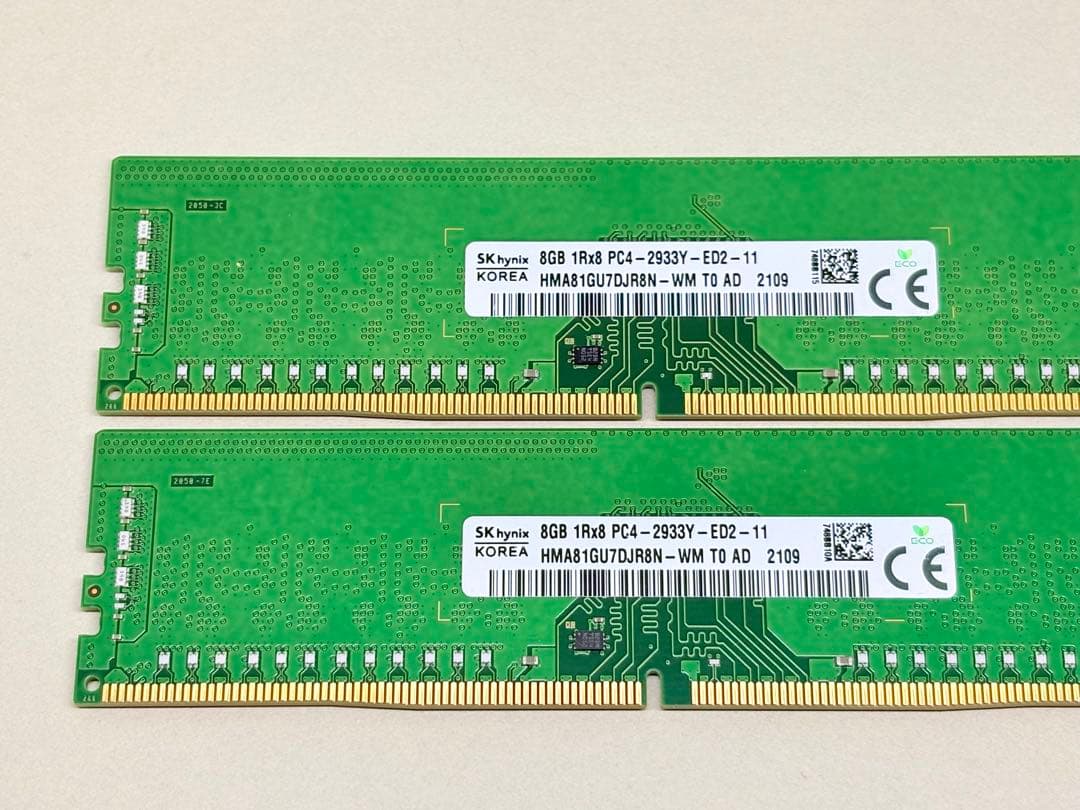 SKHYNIX DDR4 2933 ECC Unbffered 8GBx2枚