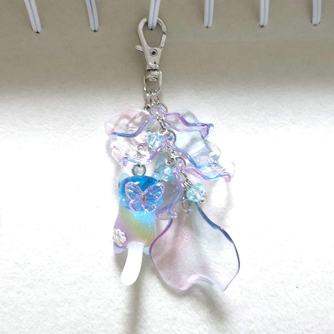 専用商品K-10090 ジャンピング猫チャーム(レインボー 肉球 蝶々 花びら)