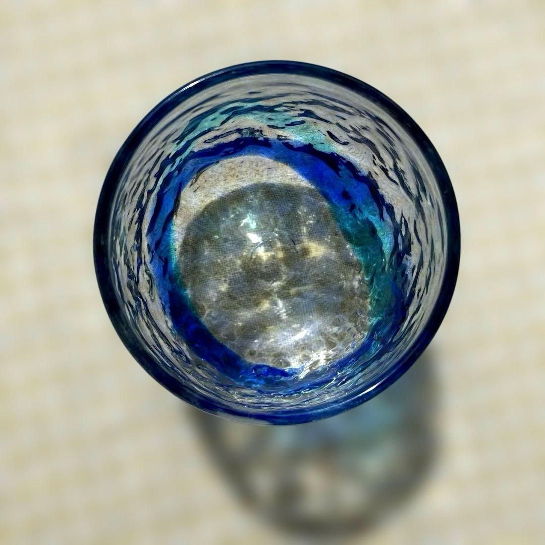 琉球ガラス　波模様グラス　2個セット