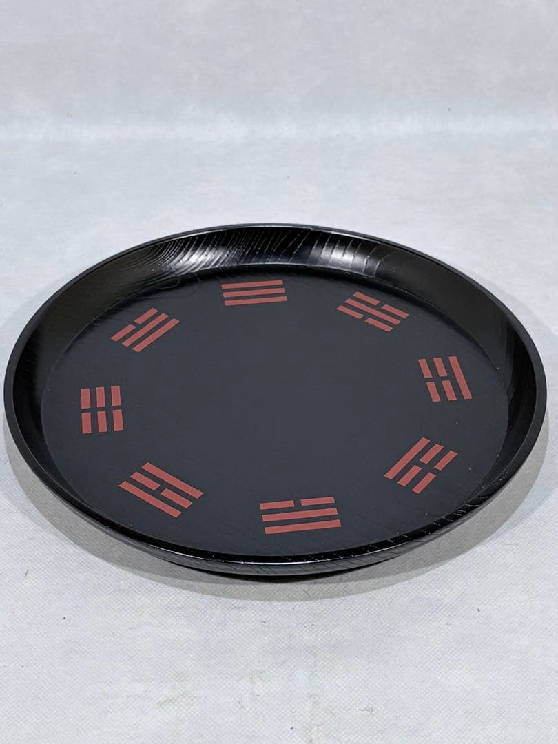 木製　掻合塗　朱入八卦盆　美品　茶道具　送料込