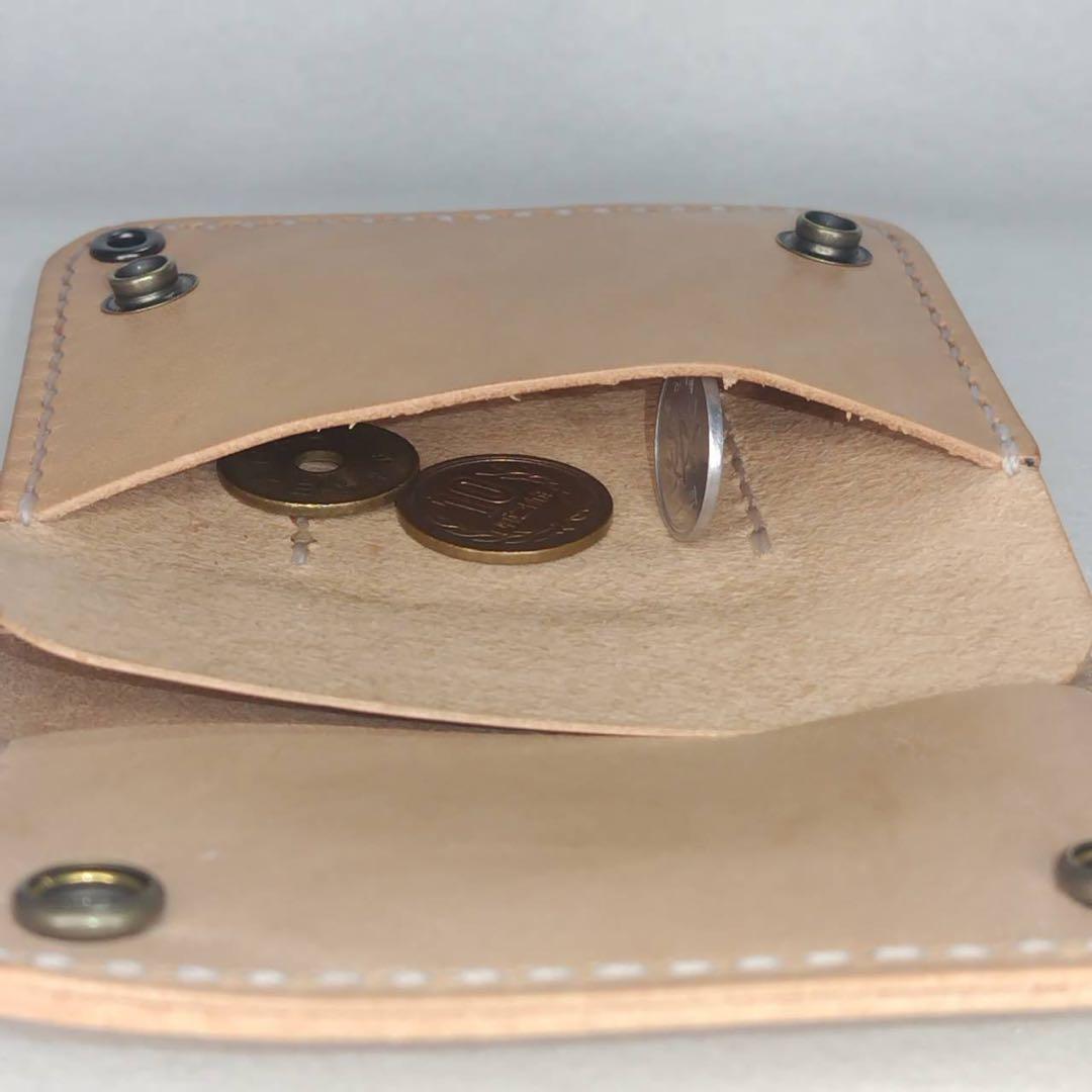 【ハンドメイド】総手縫い ヌメ革 革財布 トラッカーウォレット ショートサイズ