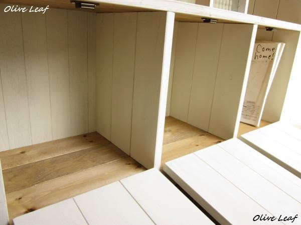 サイズ、デザインオーダー可！3枚バッタン扉仕切りラック●シャビーホワイト受注製作