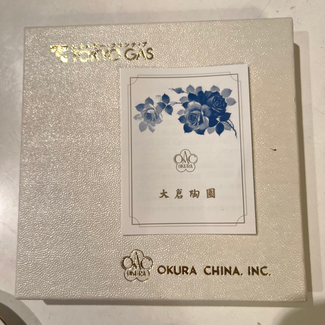 OKURA CHINA 青い風景と犬の皿 2枚セット
