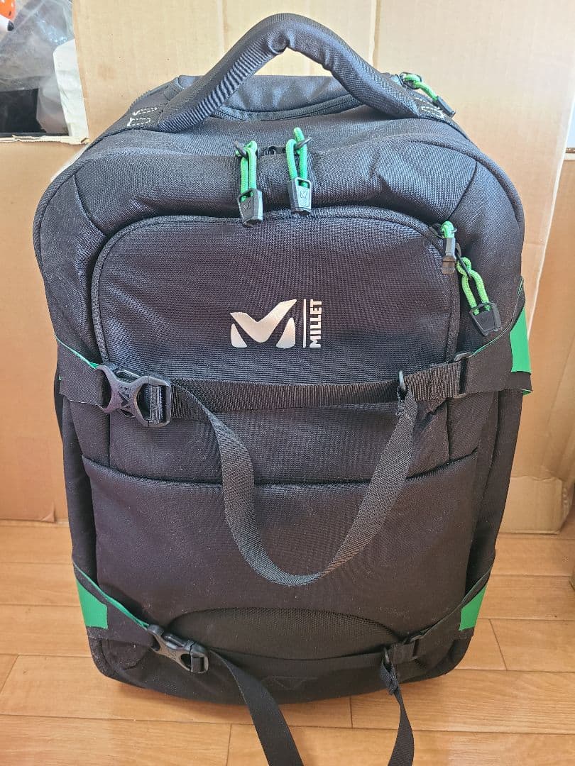 【処分】MILLET ミレー キャリーバッグ BLK×GRN トロリー TSA