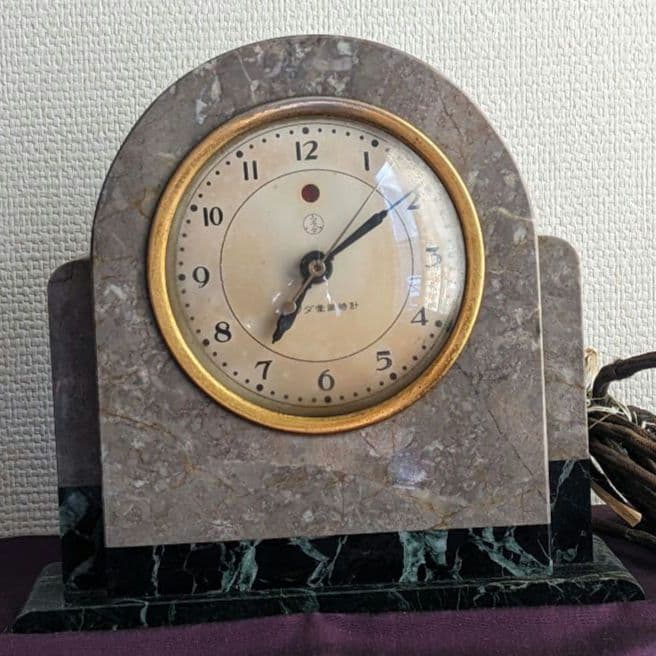 マツダ 電気時計 大理石 昭和 稀少 通電・稼働品