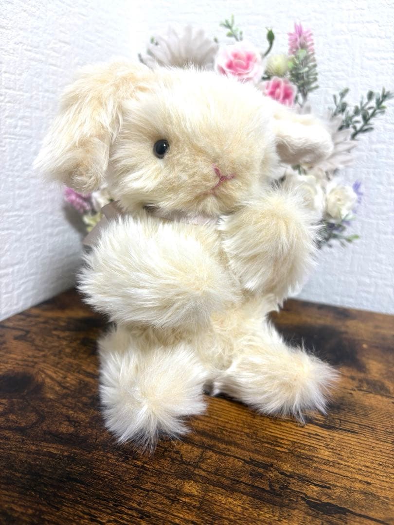 ハンドメイドぬいぐるみ ベージュたれ耳うさぎ ちいさめ 寄り添ううさぎ 一点もの