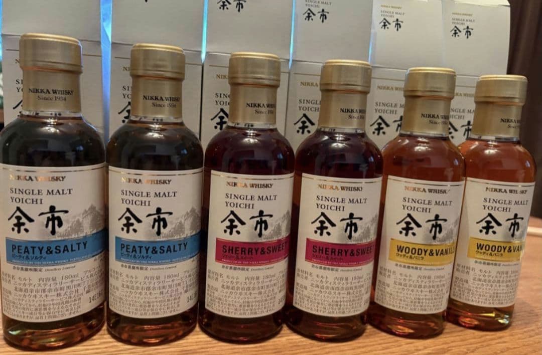 余市蒸溜所限定 ニッカウイスキー　シングルモルト　3種セット180ml ６本
