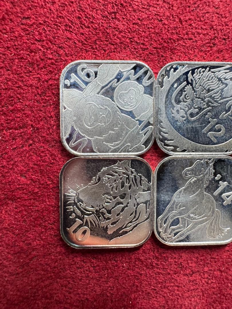 純銀 造幣局 年銘板 6枚セット 子・寅・辰・午・申・酉 E1