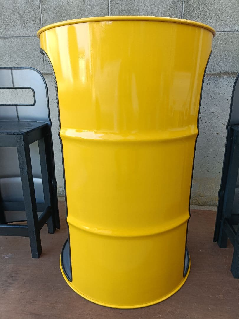 受注生産品ドラム缶remakeテーブル＆チェア【イエロー】