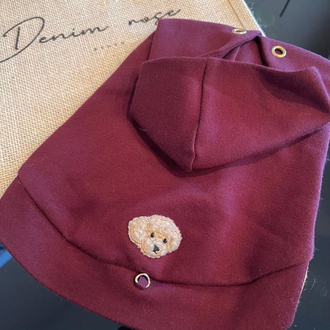 【DENIM ROSE】完売品✿小型犬用プードルワッペンパーカー ボルドーL