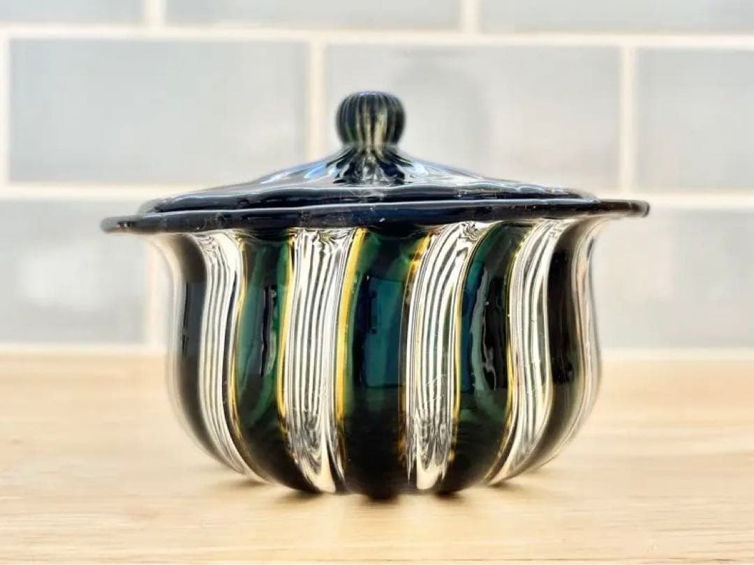 ベネチア ガラス murano ムラーノ ヴェネチア グラス キャニスター 蓋付
