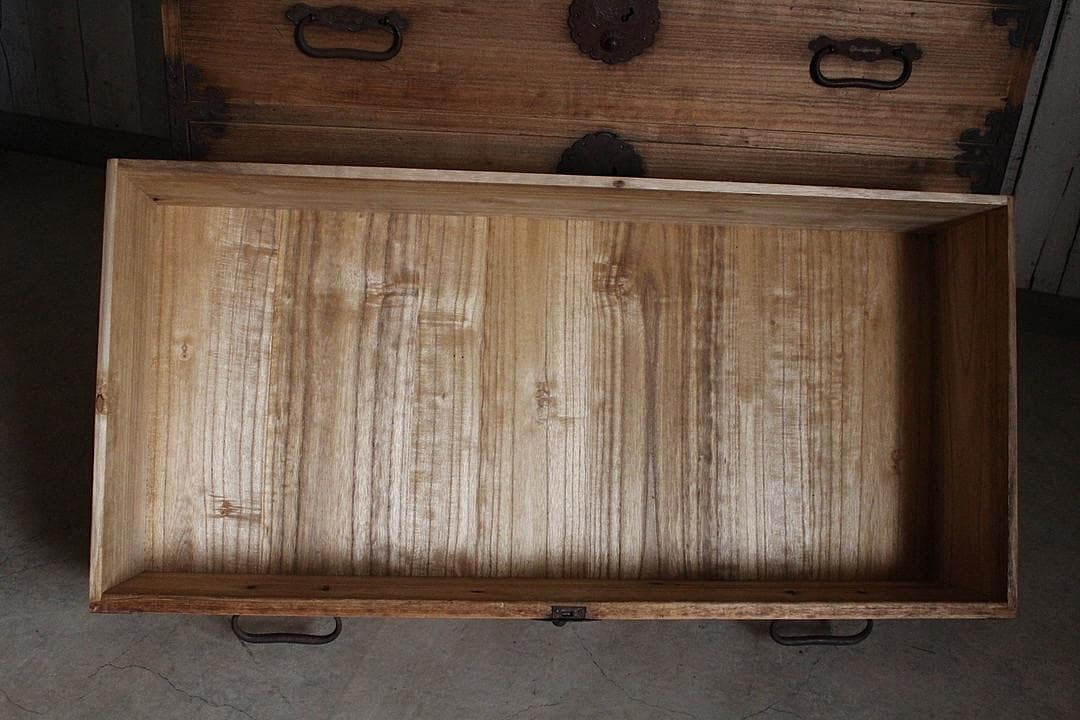 丸金具　時代箪笥3段　タンス　収納　古家具　古民家　時代家具
