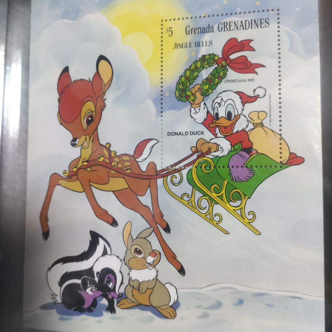 ディズニー　バンビ　とんすけ　フラワー　ドナルド　サンタ　クリスマス　切手　額入