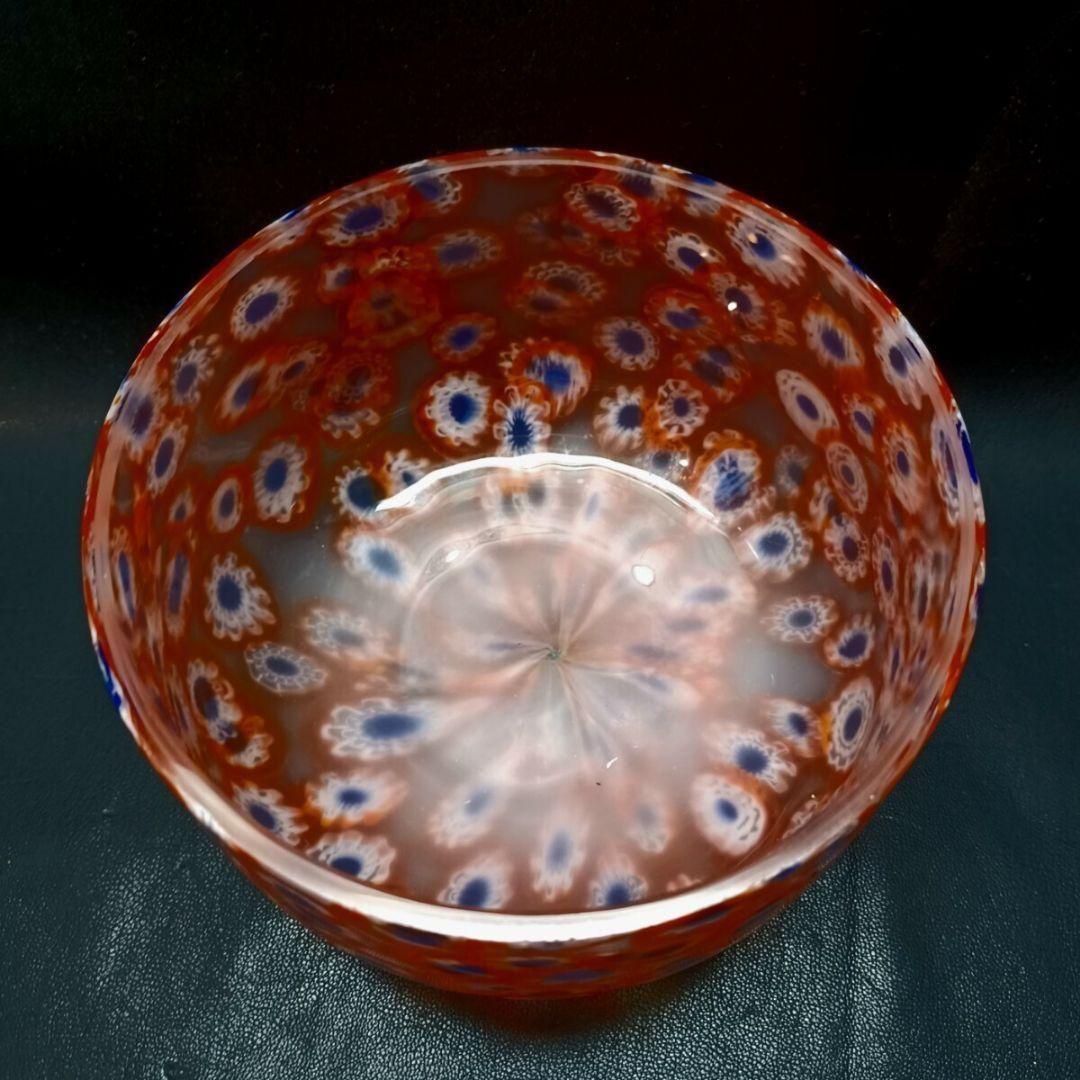 MURANO ウラン 蓋物 オレンジ ミルフィオリ キャンディポット お碗