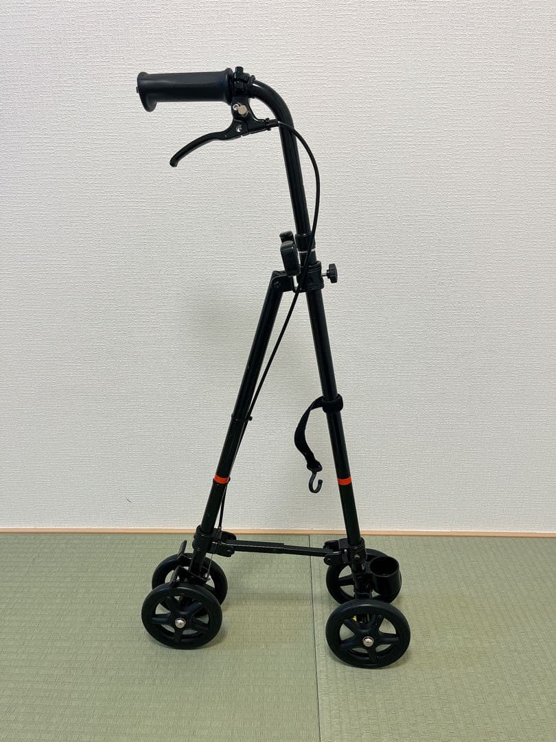 【美品】フジホーム ハンドレールステッキ2 黒 杖 歩行補助　介護 説明書付き