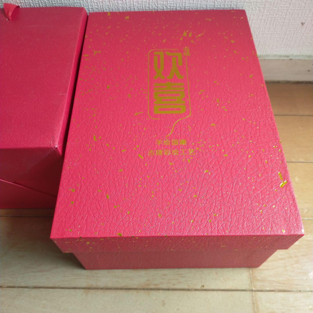 中国の伝統的な木製ジュエリーBOXと櫛 巾着袋と紙袋付