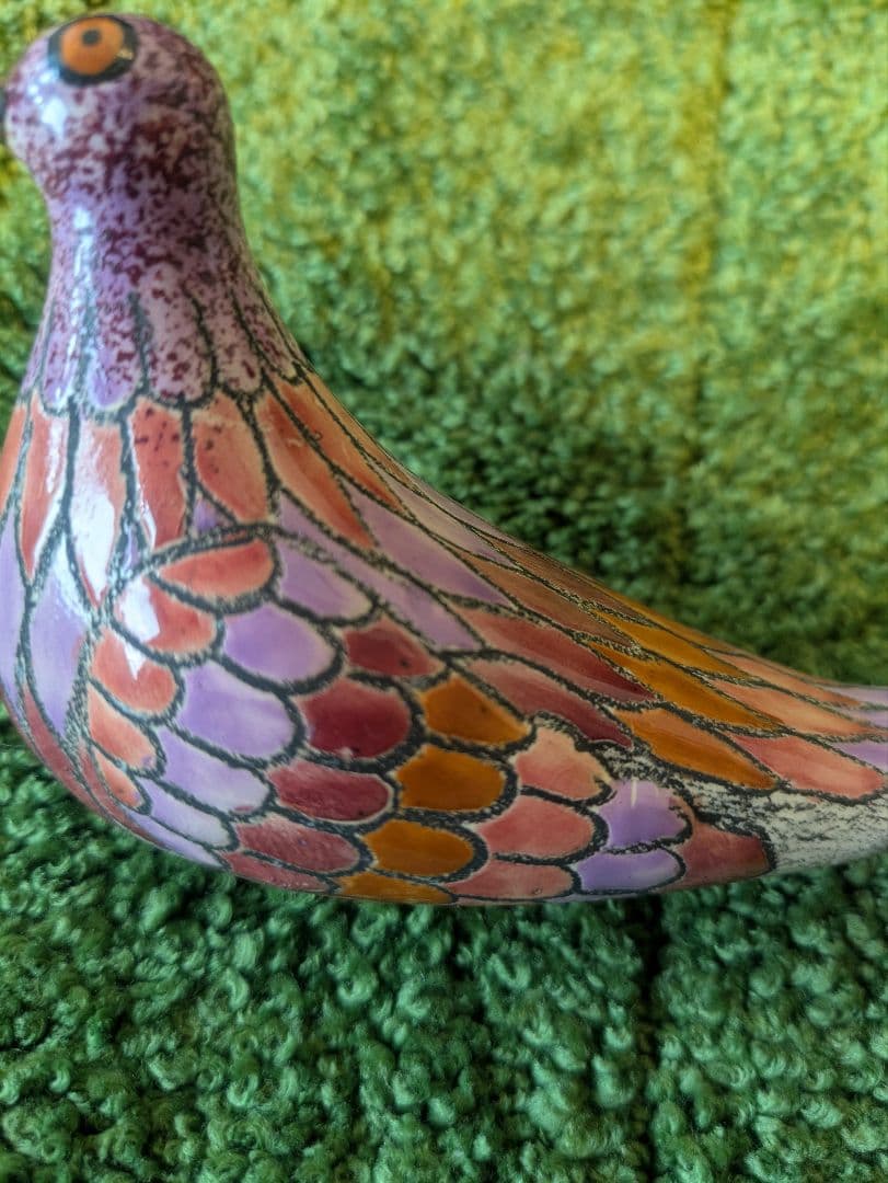 手描き陶器 鳥の置物 平和の鳩アンティーク