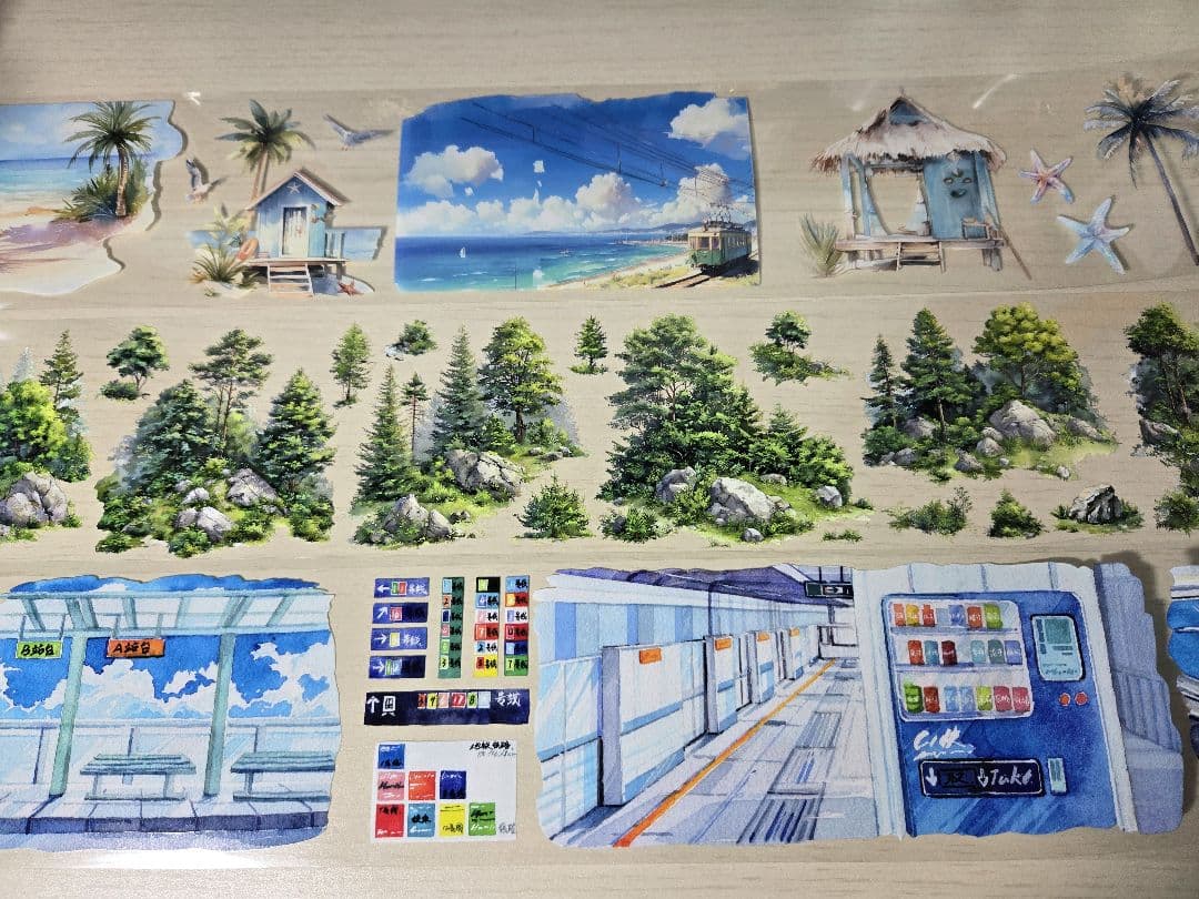 断捨離　海外マステ　雲　装飾　風景　背景　人物　PET　まとめ売り　おまけ付き