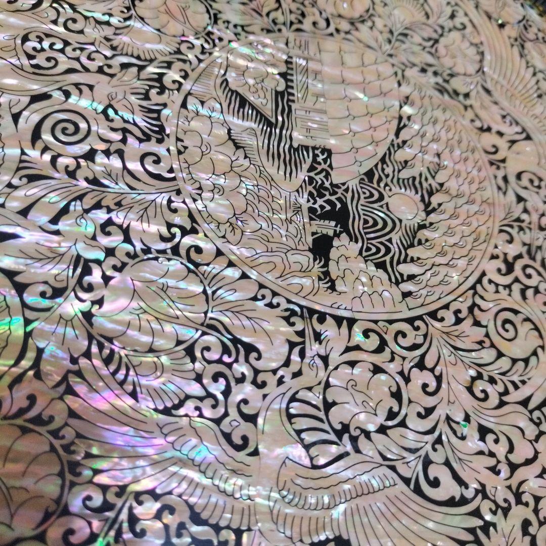 八角形貝細工重箱 浮世絵風デザイン 盆 韓国