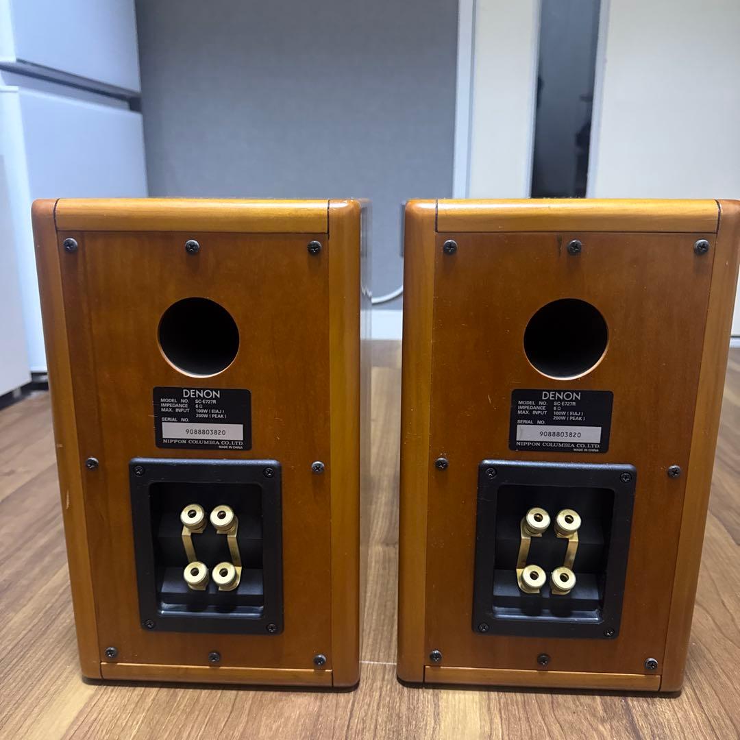 ウッド調アナログスピーカー 2個セット　アナログコード２本付き　Denon