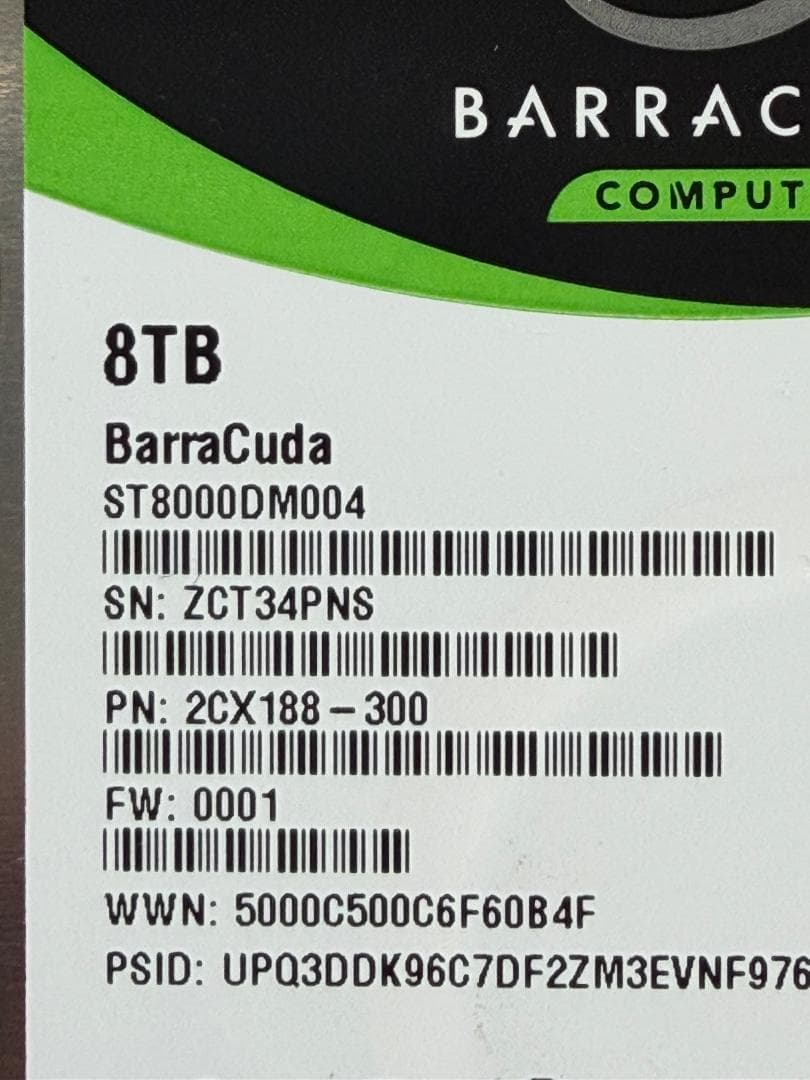 Seagate BarraCuda 8TB HDD x 2 16TB ①