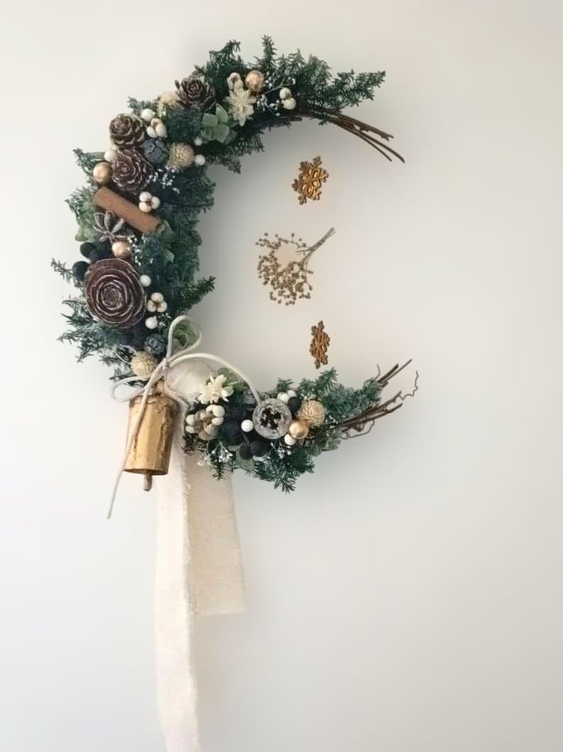 ♡Rusty♡ドライフラワー三日月リースWintermixリンゴリース♡