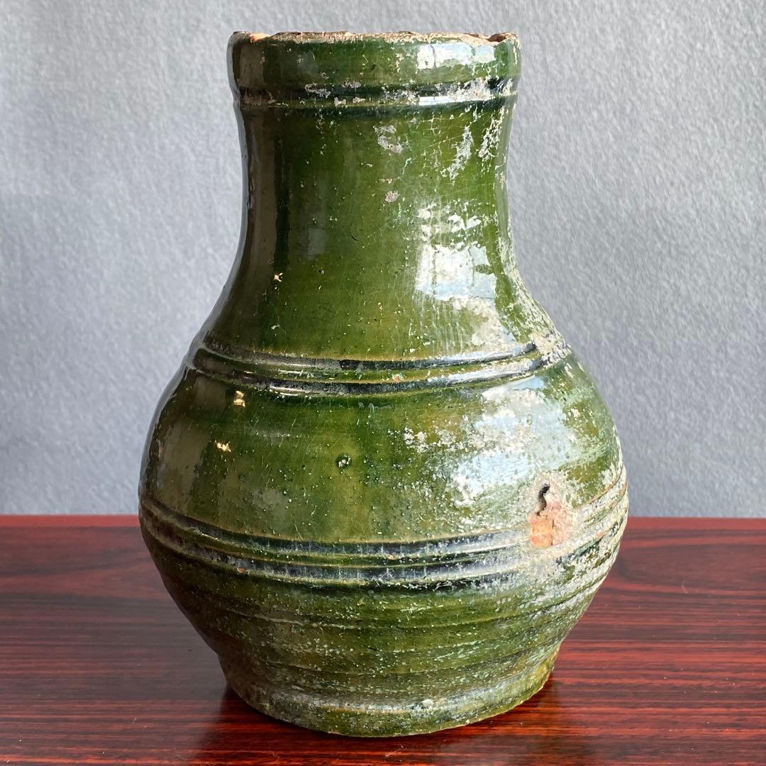 緑釉小壷　出土品　奈良時代〜平安時代　骨董品