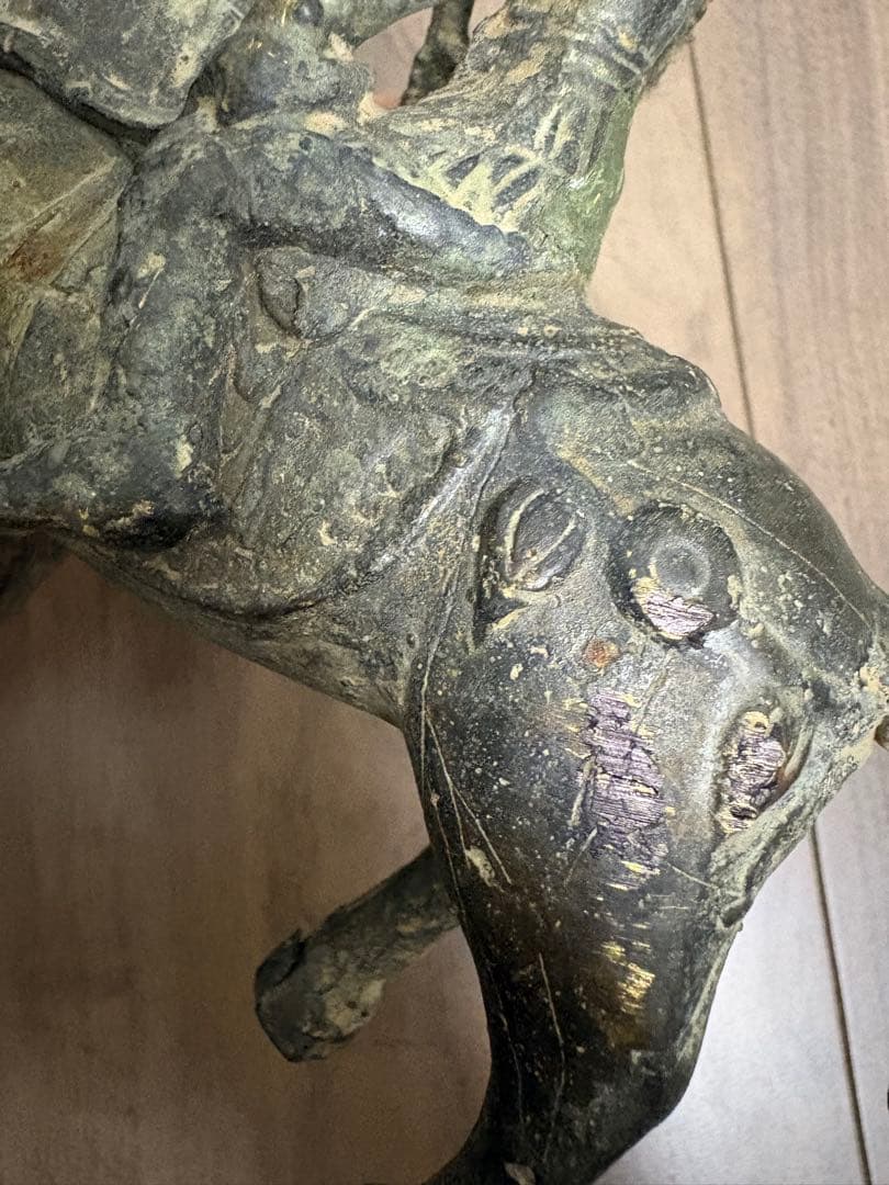 古銅仏像 馬乗 古玩 仏教美術 古銅 置物