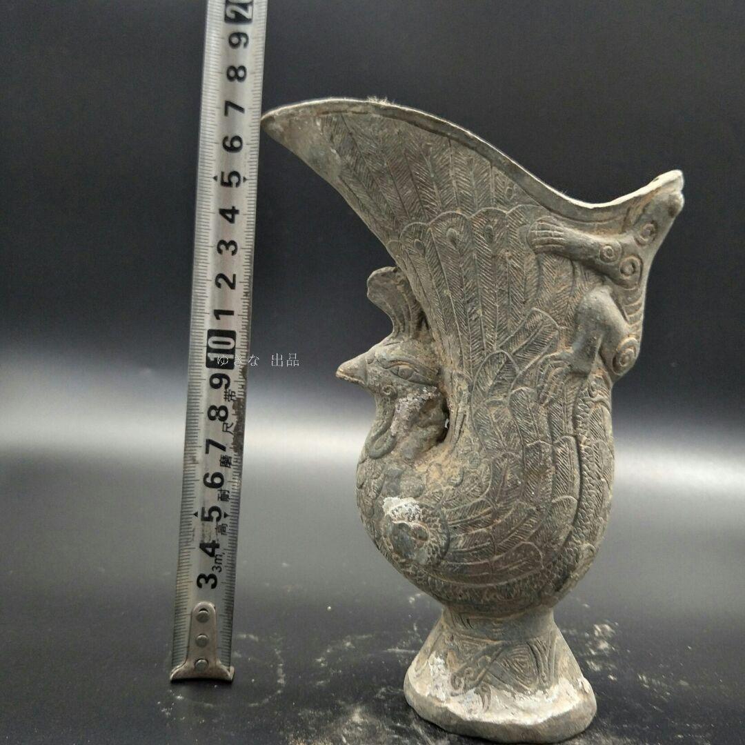 古玩工芸品銅器鳳舞九日間酒樽に置物をします