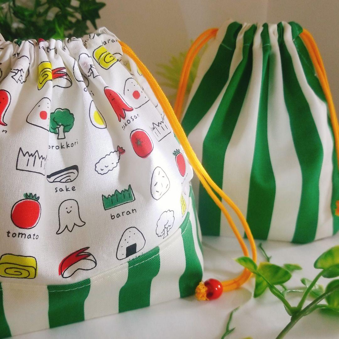 おにぎり エビフライ ☆お弁当袋 コップ袋 ハンドメイド 巾着