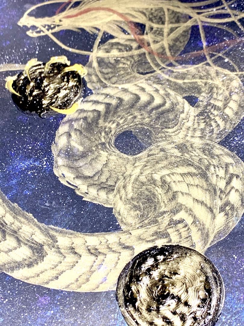【龍王】　龍神エネルギーアート✨縁起物　一筆龍　絵画　置物　龍　隕石　開運