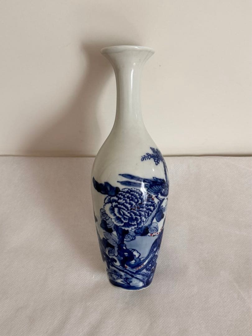 中国磁器 細密染付花瓶 現代磁器 施釉陶 古代工芸品 陶芸