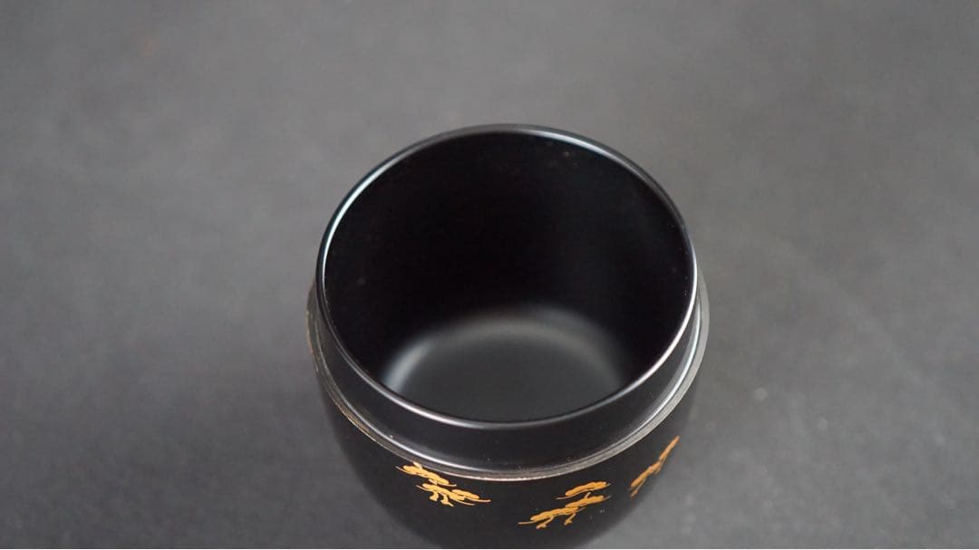 築城築良 赤富士 松蒔絵 中棗 共箱 茶器 茶道具